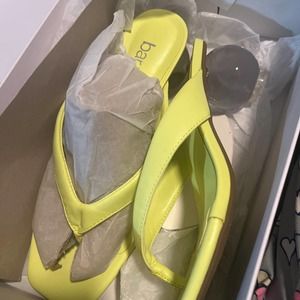 Bar iii Macy’s Ball heeled sandals bright citron neon green